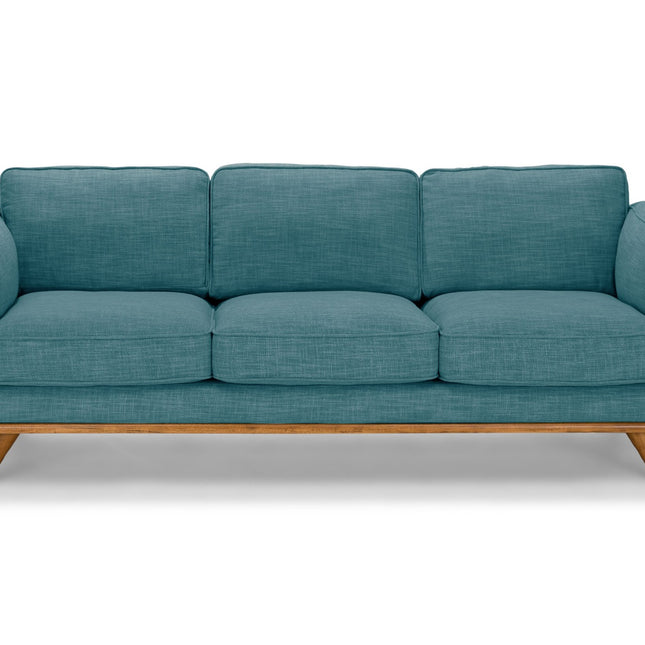 3 Seater Sofa Teal Fabric Lounge Set for Living Room Couch with Wooden Frame