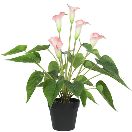 Artificial Flowering White & Pink Peace Lily / Calla Lily Plant 50cm.