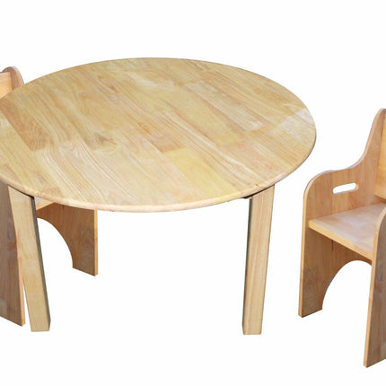 Medium round table and 2 toddler chairs.