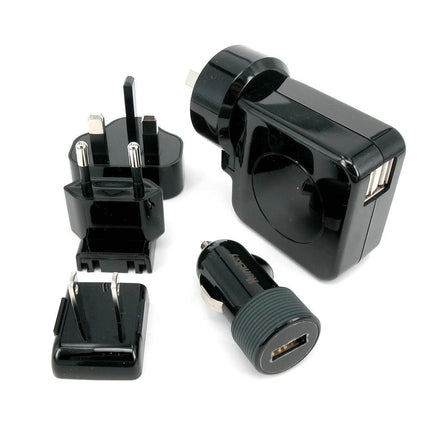 Huntkey TravelMate Multi Plugs USB Wall Charger Adapter 4.2 A US UK EU AU Plugs with Car Charger (D204).