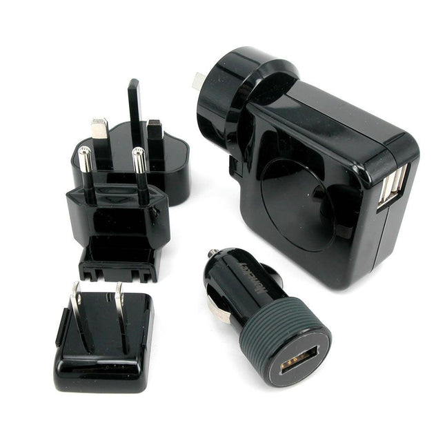 Huntkey TravelMate Multi Plugs USB Wall Charger Adapter 4.2 A US UK EU AU Plugs with Car Charger (D204).