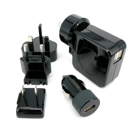 Huntkey TravelMate Multi Plugs USB Wall Charger Adapter 4.2 A US UK EU AU Plugs with Car Charger (D204).