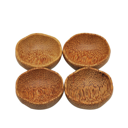 Set of 4 Coconut Wooden Plum Bowl 15cm Natural.