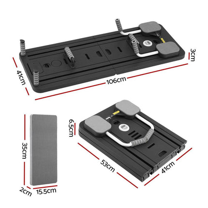 Everfit Pilates Board Foldable Reformer Multi Functional Exercise Trainer Black.