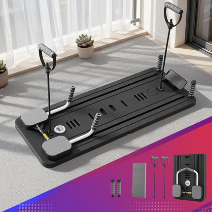 Everfit Pilates Board Foldable Reformer Multi Functional Exercise Trainer Black.