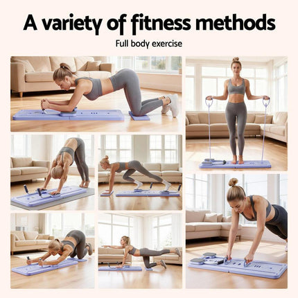 Everfit Pilates Board Foldable Reformer Multi Functional Exercise Trainer Purple.