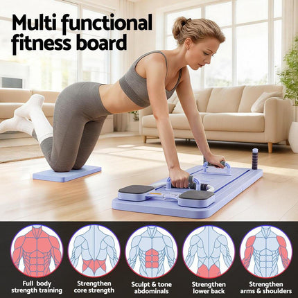 Everfit Pilates Board Foldable Reformer Multi Functional Exercise Trainer Purple.