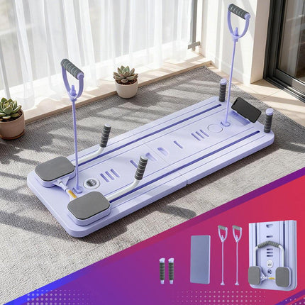 Everfit Pilates Board Foldable Reformer Multi Functional Exercise Trainer Purple.