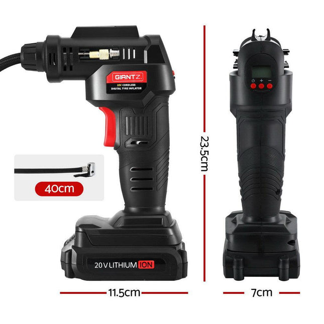 Giantz Cordless Tyre Inflator Portable Air Compressor Pump 20V 120PSI Digital LED.