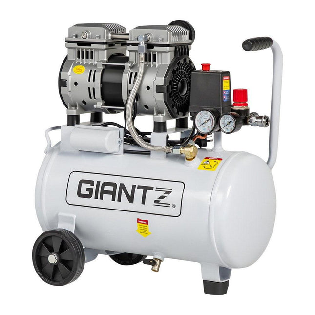 Giantz 24L Air Compressor Quiet 0.75HP Oil-Free Portable Tyre Inflator 40L/Min.