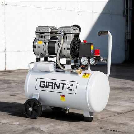 Giantz 24L Air Compressor Quiet 0.75HP Oil-Free Portable Tyre Inflator 40L/Min.