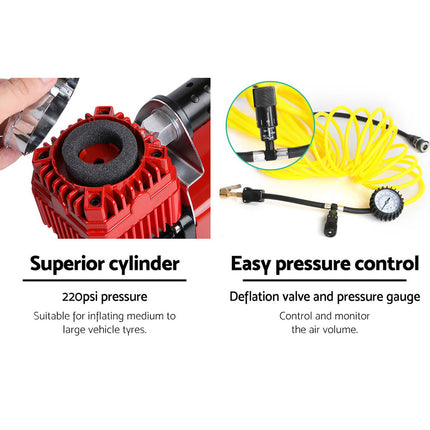 Giantz Air Compressor 12V 4x4 Tyre 320L/min Deflator Inflator Car Truck Portable.