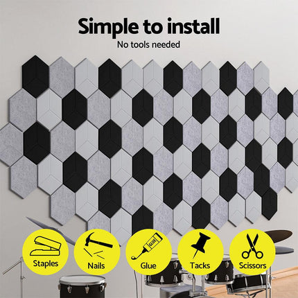 Alpha Acoustic Foam 12pcs 35x30x0.9cm Soundproof Absorption Panel Adhesive White.