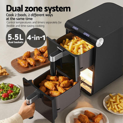 Devanti Air Fryer Oven 11L Dual Zone Fryers.