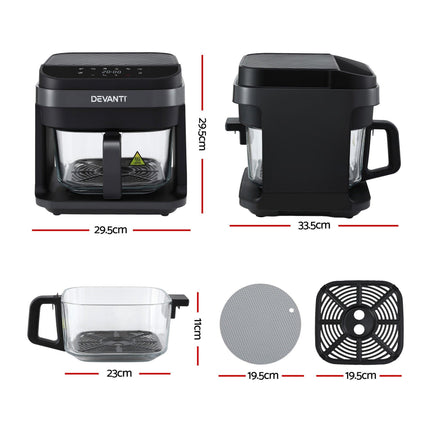 Devanti Air Fryer 5.5L Touch Control Electric Cooker 1200W Black.