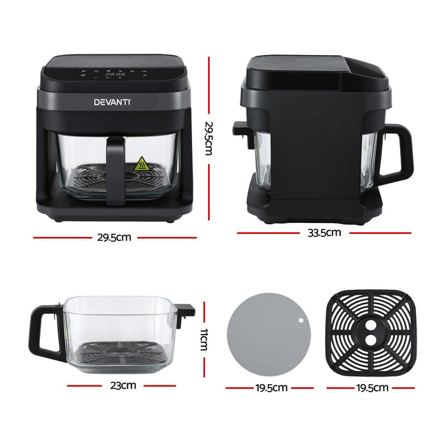 Devanti Air Fryer 5.5L Touch Control Electric Cooker 1200W Black.