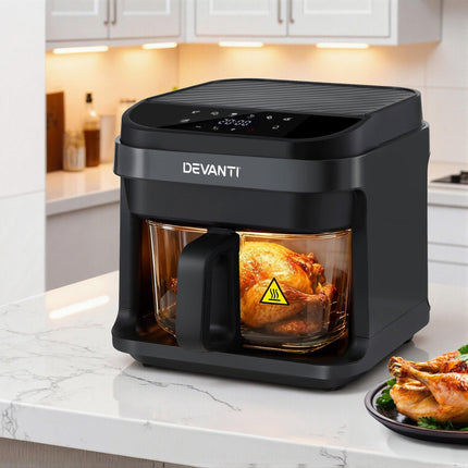 Devanti Air Fryer 5.5L Touch Control Electric Cooker 1200W Black.