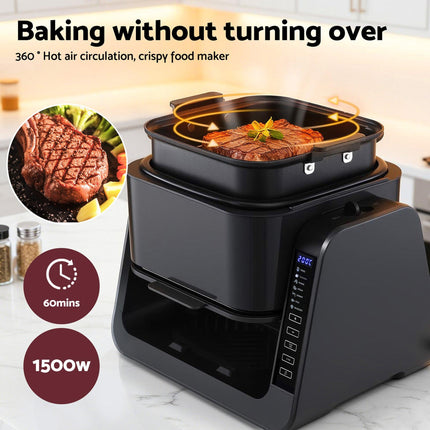 Devanti 2-IN-1 Air Fryer 5.5L Dual Zone Fryers Electric Cooker with Top BBQ Grill & Bot.