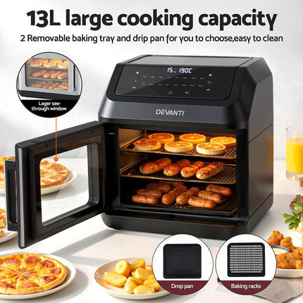 Devanti Air Fryer 13L LCD Fryers Oven.