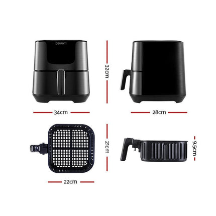 Devanti Air Fryer 7L LCD Fryers Black.