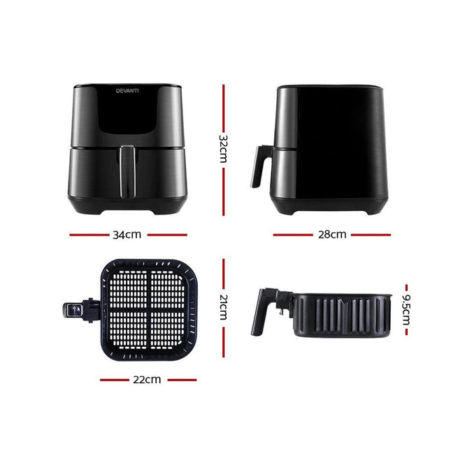 Devanti Air Fryer 7L LCD Fryers Black.