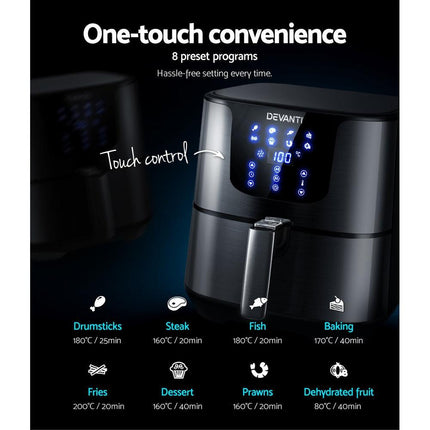 Devanti Air Fryer 7L LCD Fryers Black.
