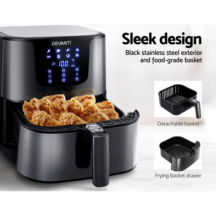 Devanti Air Fryer 7L LCD Fryers Black.