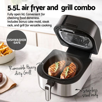 Devanti 5.5L Air Fryer & Grill LCD Fryers 1500W.