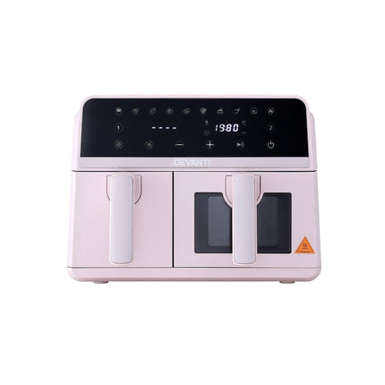 Devanti Air Fryer 9L Dual Zone Fryers 2600W Pink.