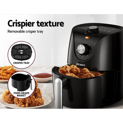 Devanti Air Fryer 2.5L Knob Fryers.