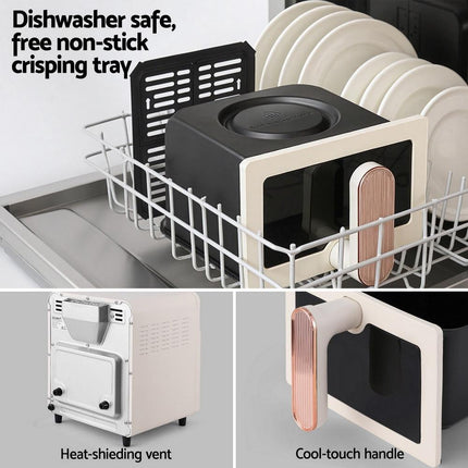 Devanti 6L Air Fryer Knob Control 1700W Cream.