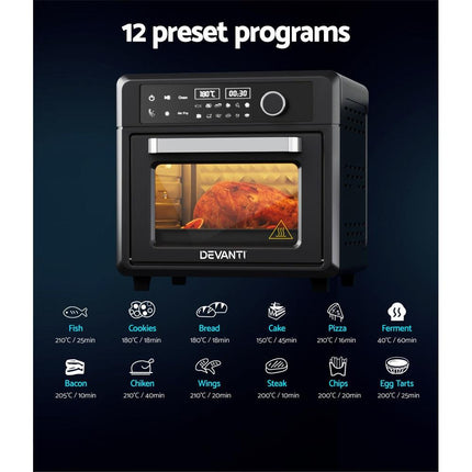 Devanti Air Fryer 20L LCD Fryers Oven.
