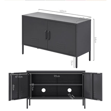 Artiss Buffet Sideboard Metal Cabinet - BASE Charcoal.