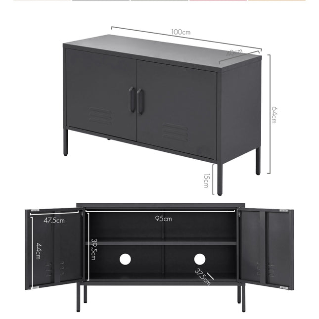 Artiss Buffet Sideboard Metal Cabinet - BASE Charcoal.