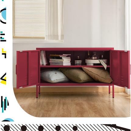 Artiss Buffet Sideboard Metal Cabinet - BASE Pink.