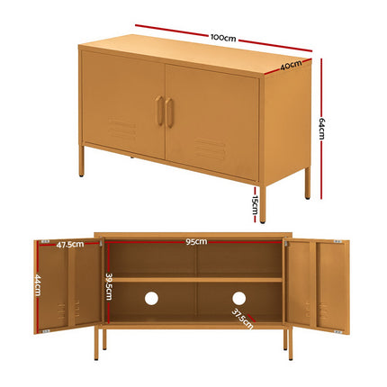 Artiss Buffet Sideboard Metal Cabinet - BASE Yellow.