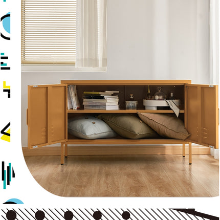 Artiss Buffet Sideboard Metal Cabinet - BASE Yellow.