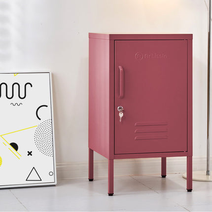 Artiss Bedside Table Metal Cabinet - Yellow.