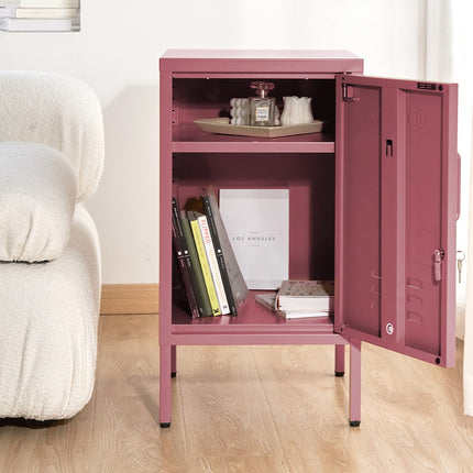 Artiss Bedside Table Metal Cabinet - Yellow.