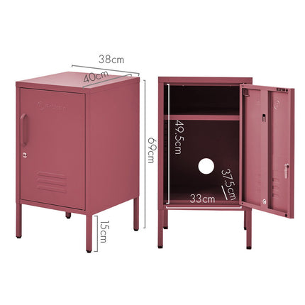 Artiss Bedside Table Metal Cabinet - Yellow.