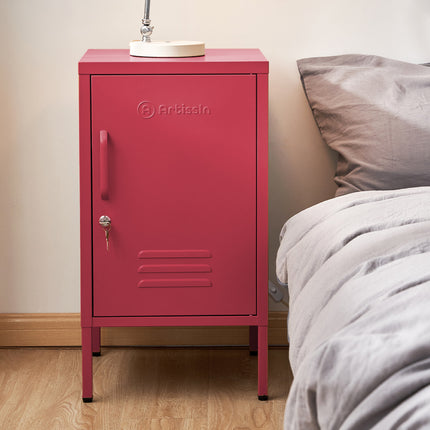 Artiss Bedside Table Metal Cabinet - Yellow.