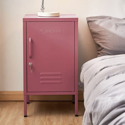 Artiss Bedside Table Metal Cabinet - Yellow.