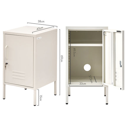 Artiss Bedside Table Metal Cabinet - White.