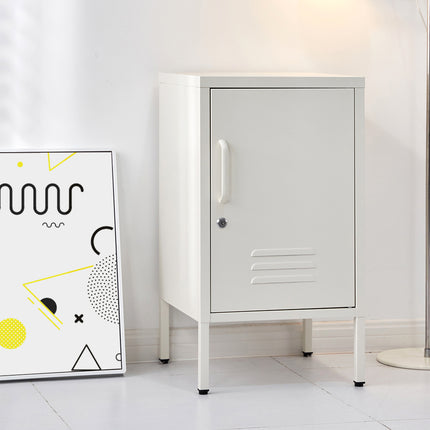 Artiss Bedside Table Metal Cabinet - White.