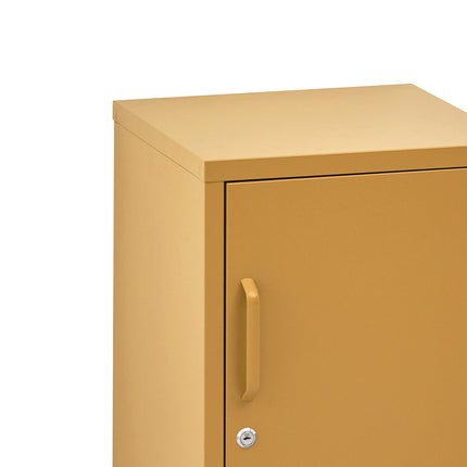 Artiss Bedside Table Metal Cabinet - Yellow.