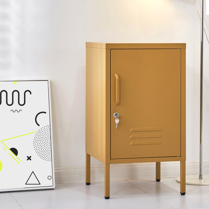 Artiss Bedside Table Metal Cabinet - Yellow.