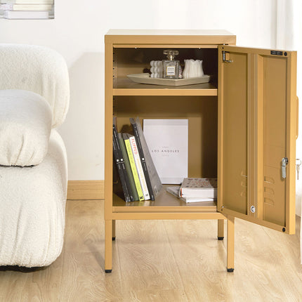 Artiss Bedside Table Metal Cabinet - Yellow.