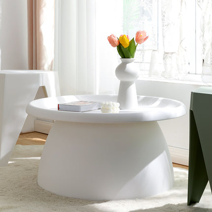 Artiss Coffee Table Round 71CM Plastic White.