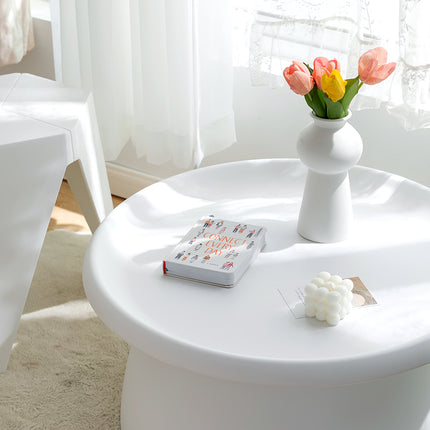 Artiss Coffee Table Round 71CM Plastic White.