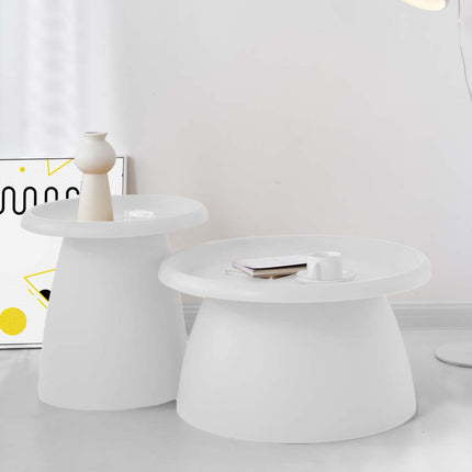 Artiss Coffee Table Round 71CM Plastic White.